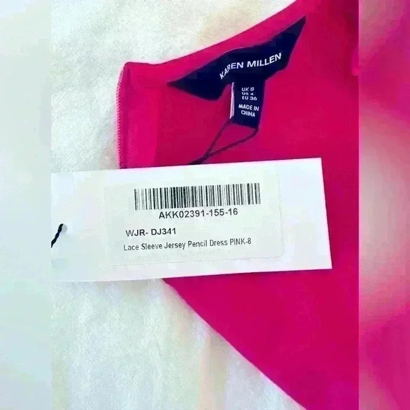 Karen Miller Lace Sleeve Jersey Pencil Midi Dress Size 4 - Picture 8 of 9